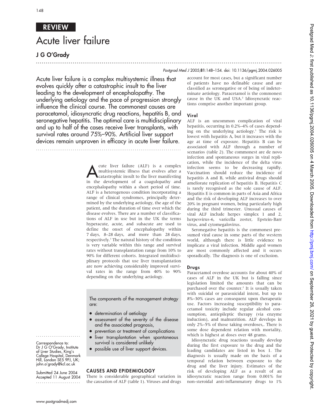 Acute Liver Failure J G O’Grady