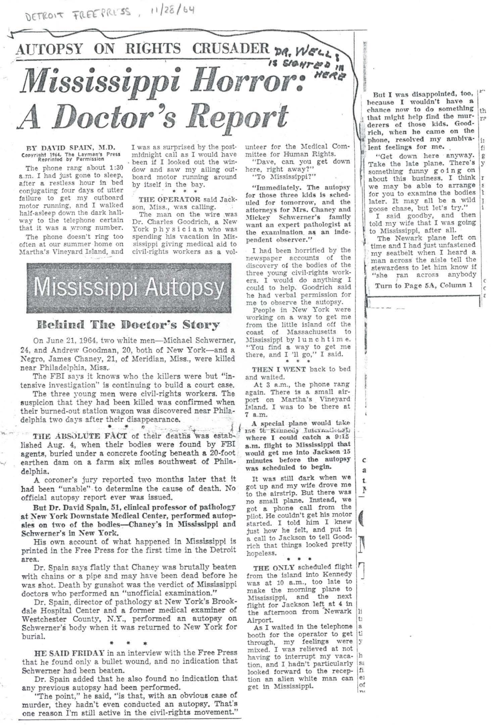News Article "Mississippi Horror: a Doctor's Report"