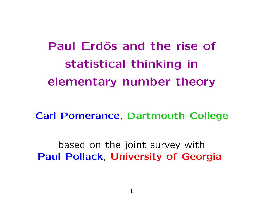 Paul Erdős and the Rise of Statistical Thinking in Elementary Number Theory