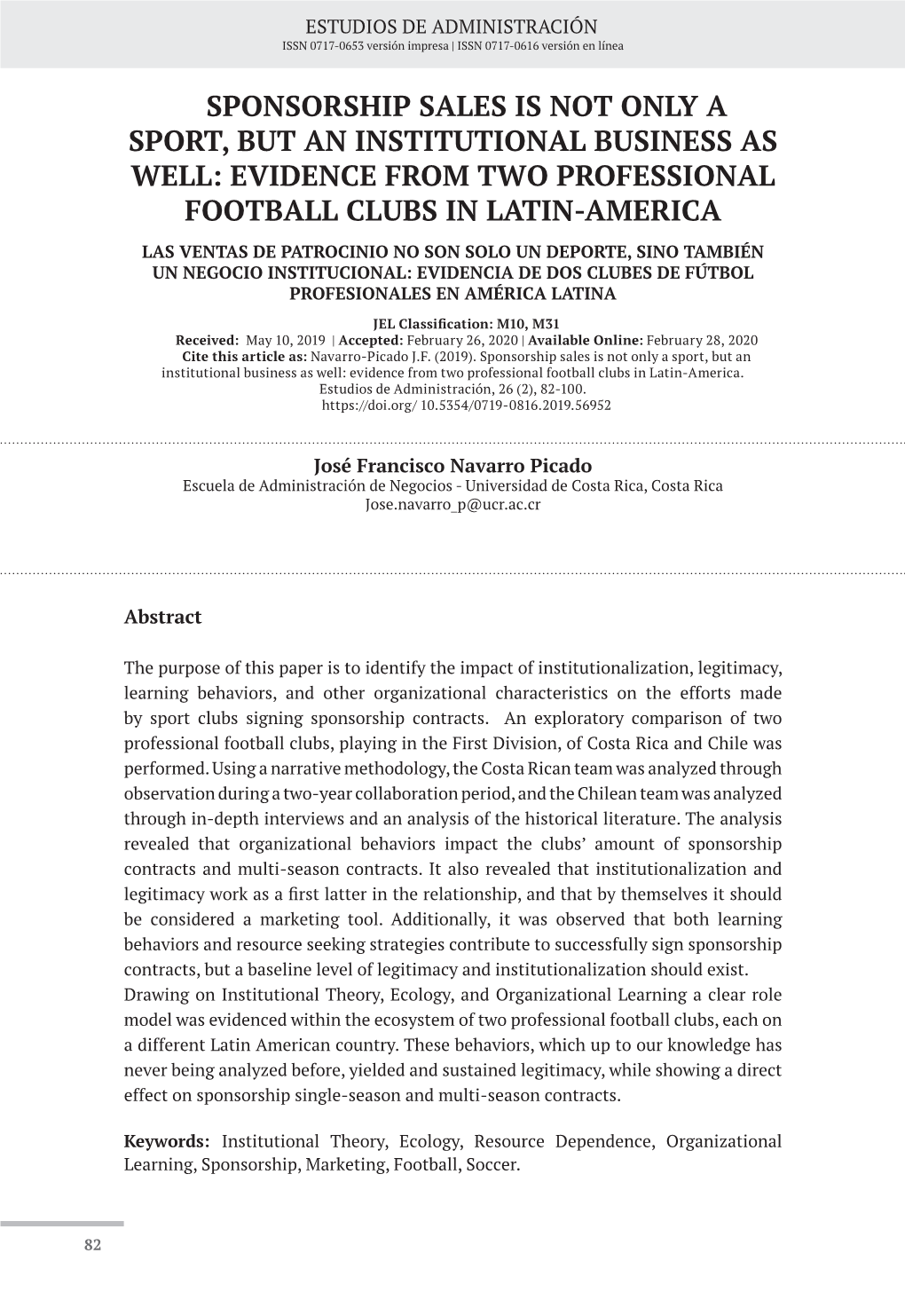 Evidence from Two Professional Football Clubs in Latin-America