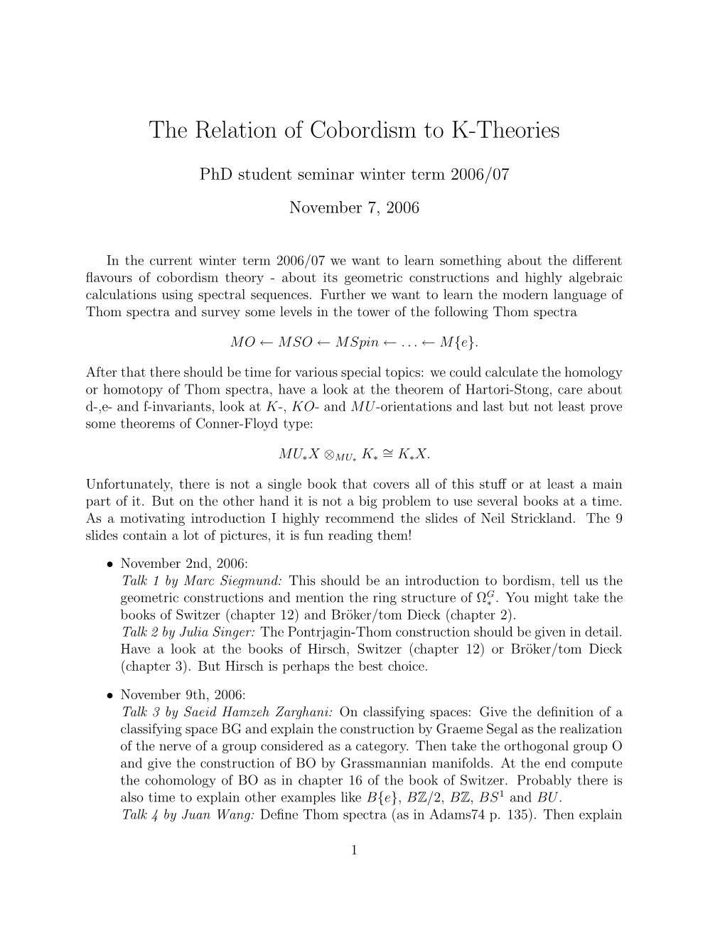 The Relation of Cobordism to K-Theories