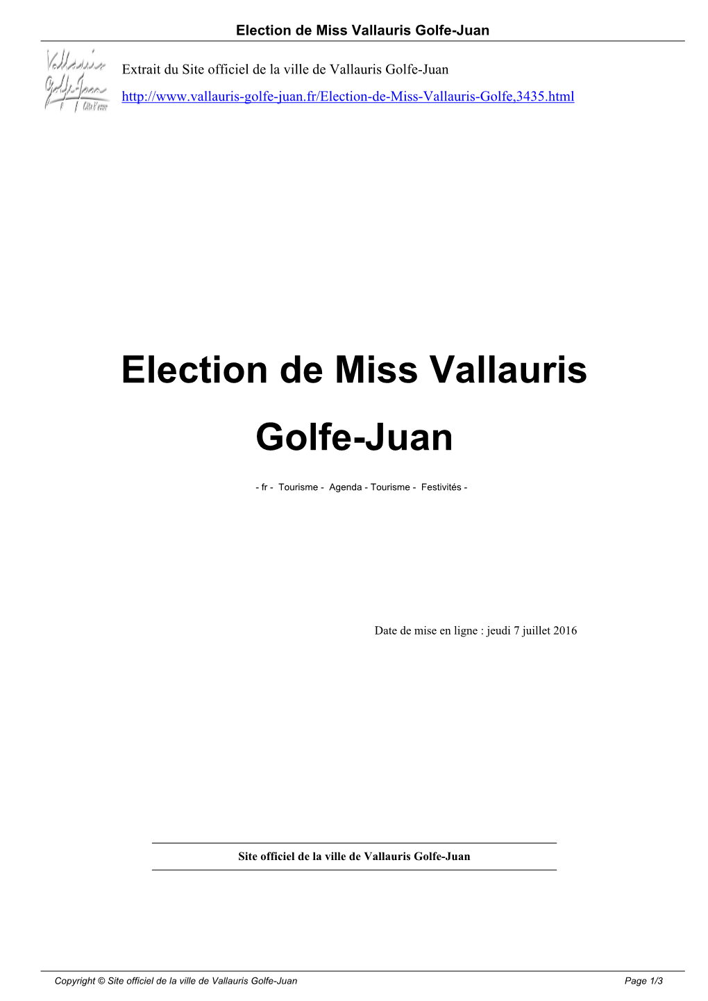 Election De Miss Vallauris Golfe-Juan