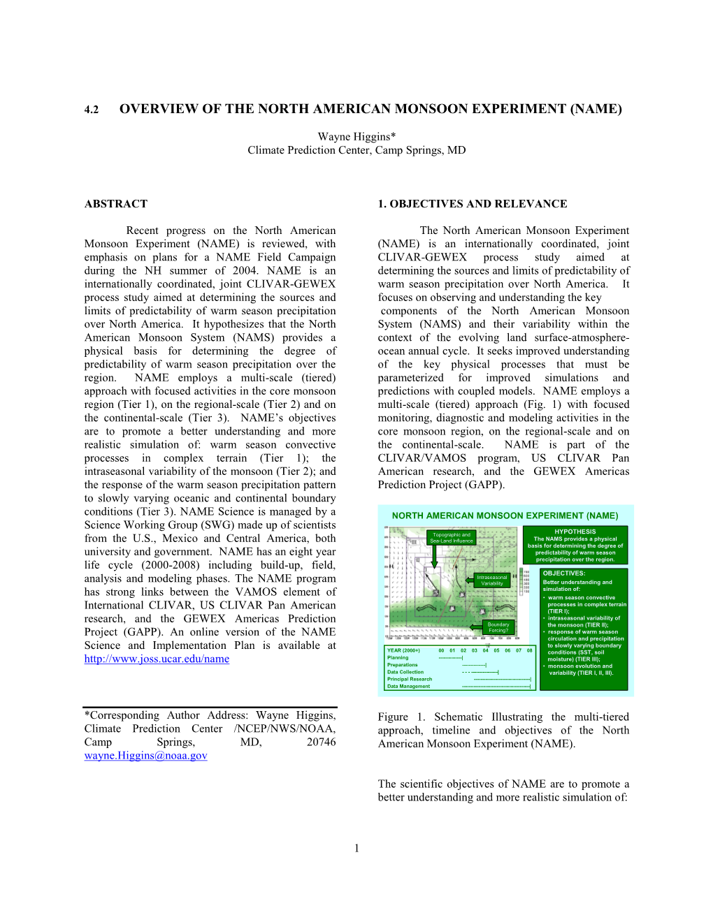 4.2 Overview of the North American Monsoon Experiment (Name)