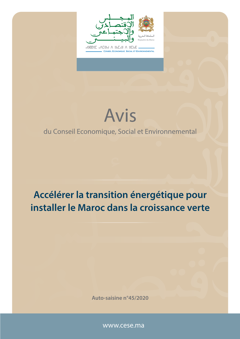 Accélérer La Transition Énergétique Pour Installer Le Maroc Dans La Croissance Verte