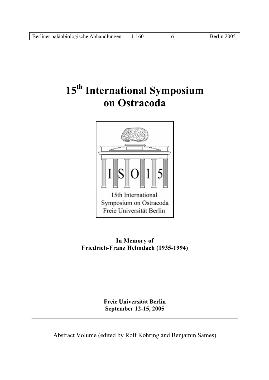 15 International Symposium on Ostracoda