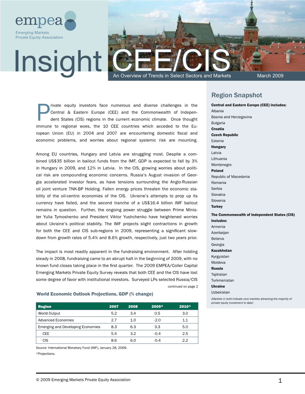 CEE/Cisan Overview of Trends in Select Sectors and Markets March 2009