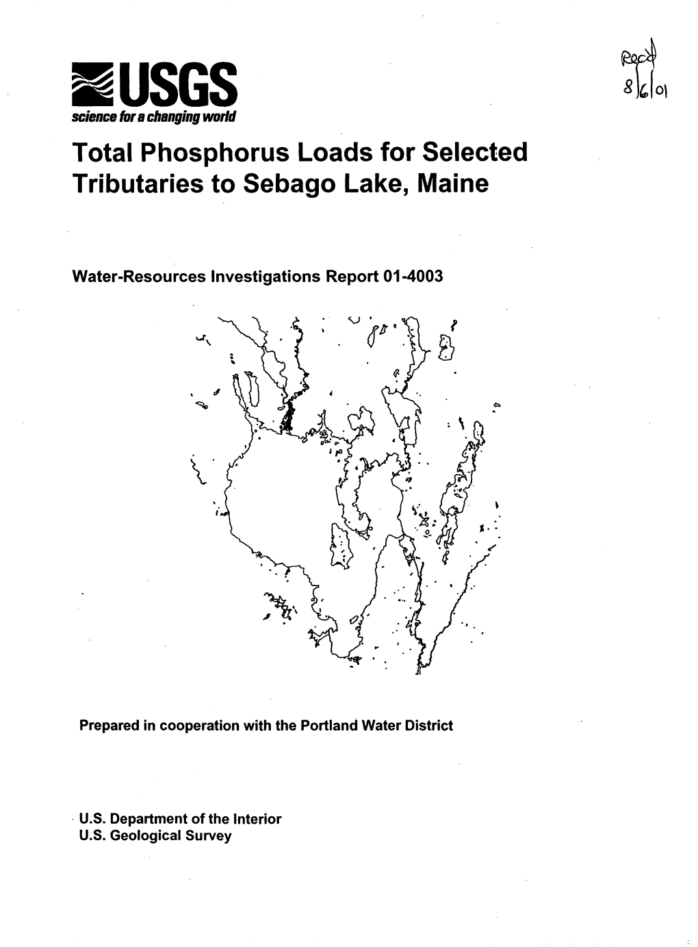 Total Phosphorus Loads for Selected Tributaries to Sebago Lake, Maine