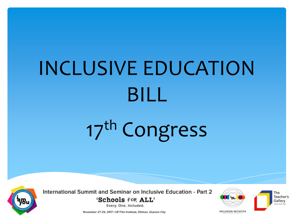 The Presentation of Inclusive Education Bill