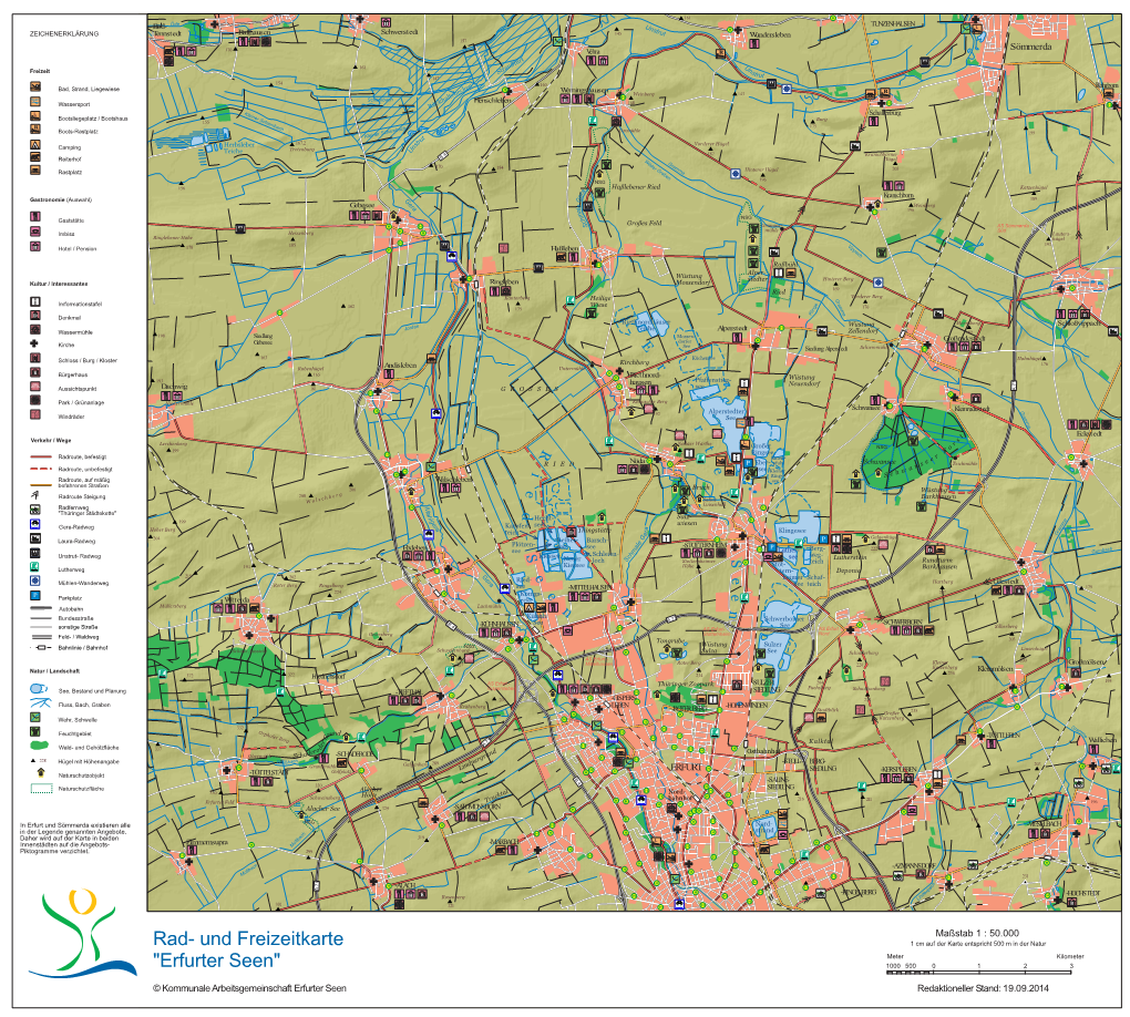Rad- Und Freizeitkarte "Erfurter Seen"