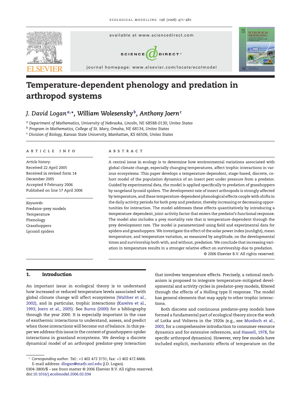 Temperature-Dependent Phenology and Predation in Arthropod Systems