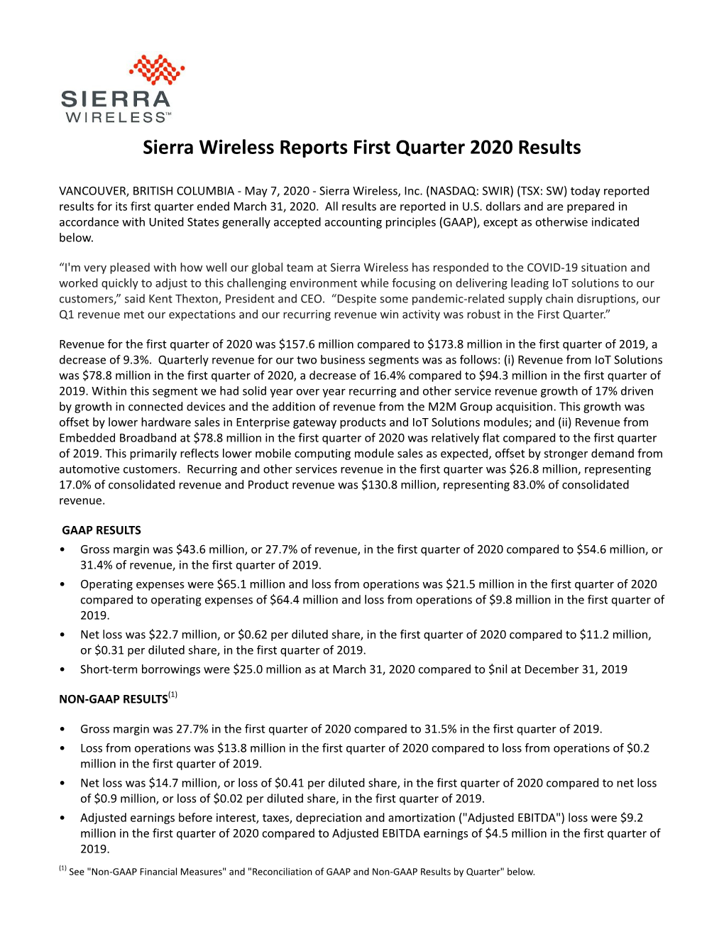 2020 Q1 Press Release