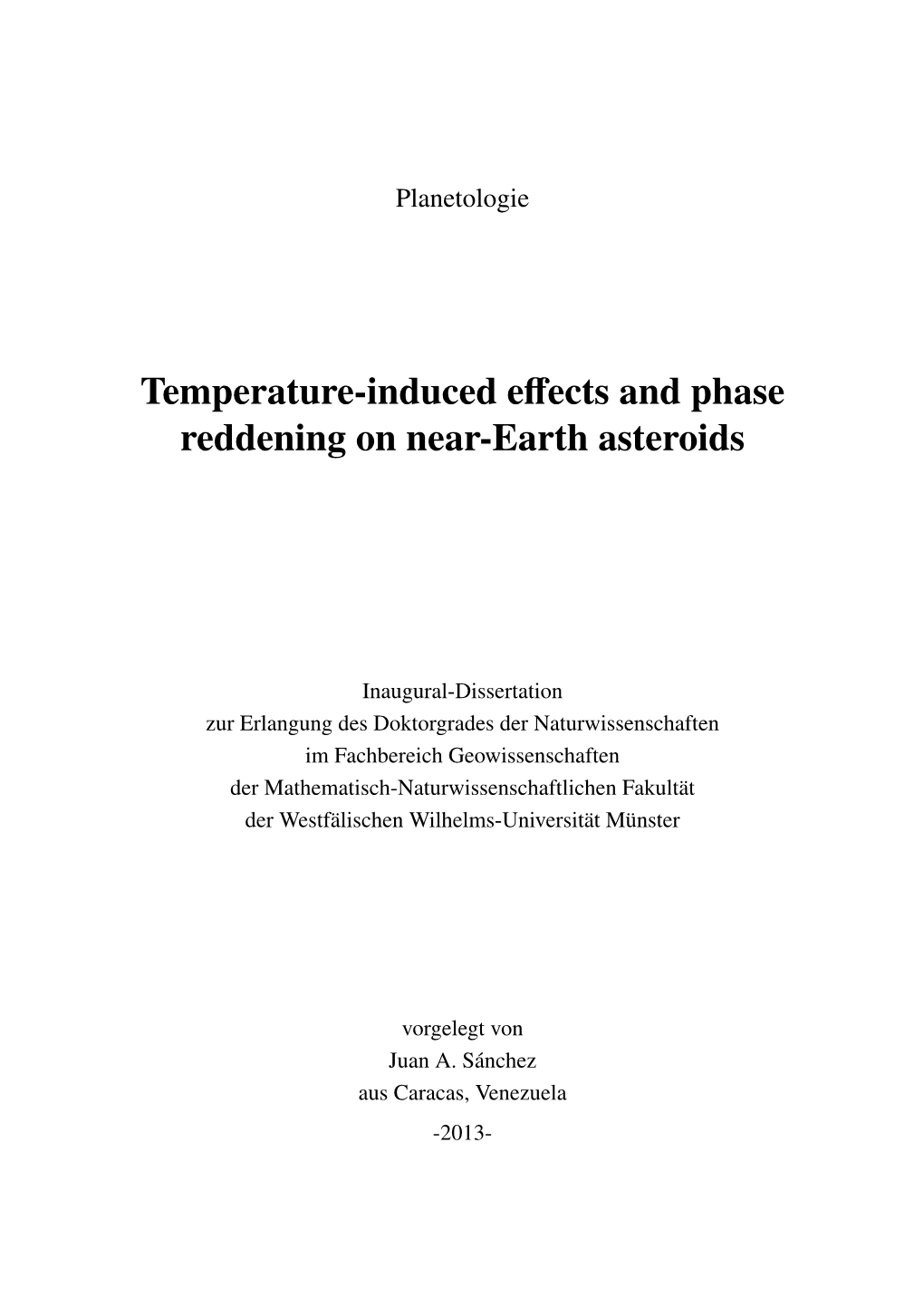 Temperature-Induced Effects and Phase Reddening on Near-Earth Asteroids