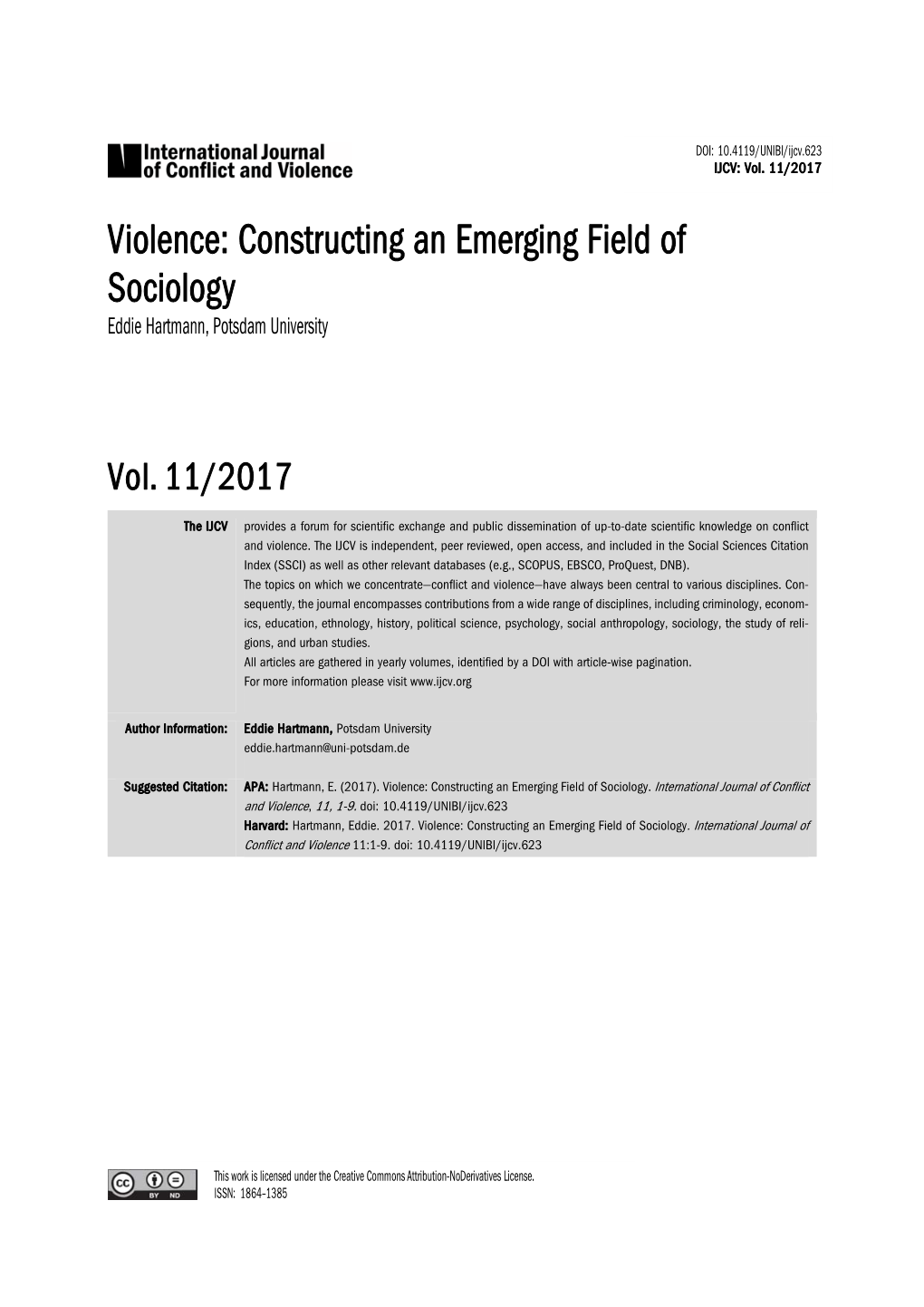 Constructing an Emerging Field of Sociology Eddie Hartmann, Potsdam University