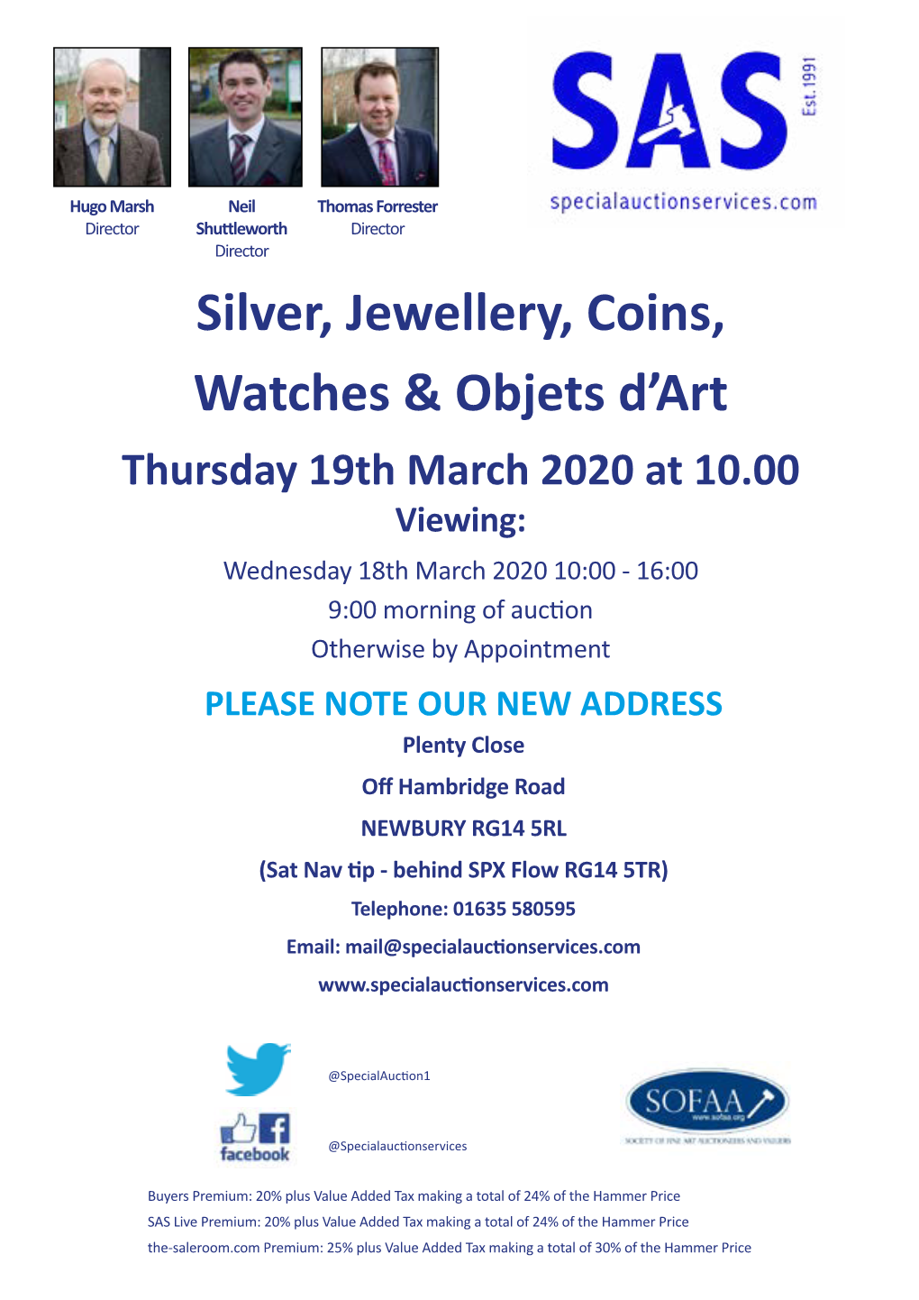 Silver, Jewellery, Coins, Watches & Objets D'art