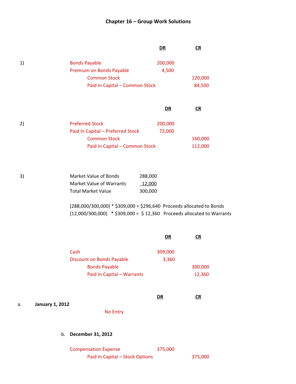 Chapter 16 Group Work Solutions