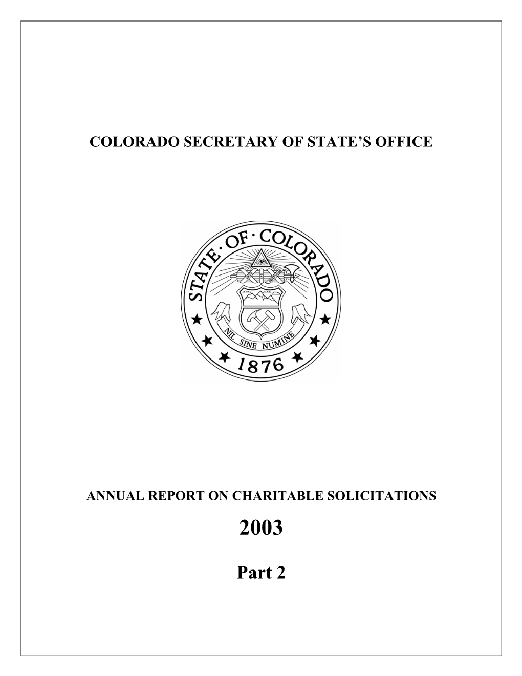 Annual Report on Charitable Solicitations