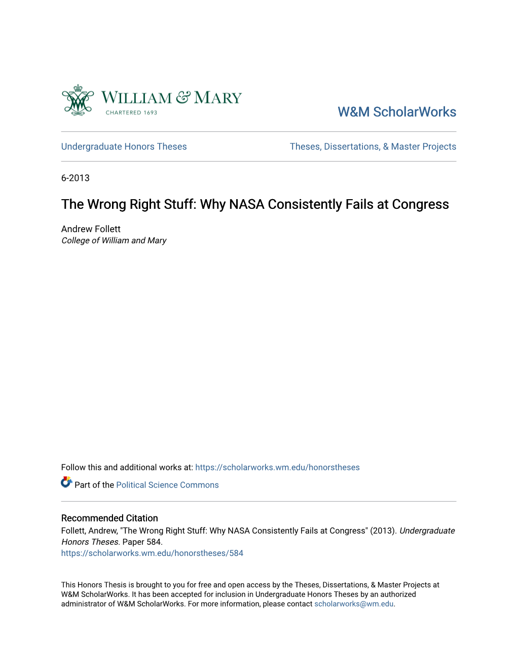 Why NASA Consistently Fails at Congress