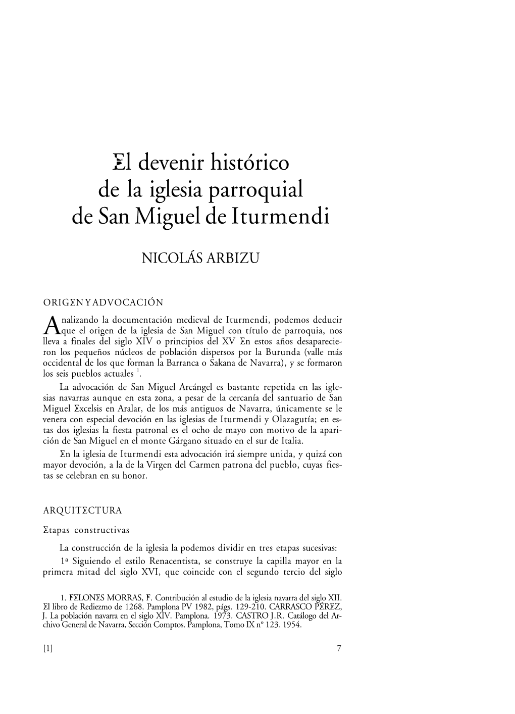 El Devenir Histórico De La Iglesia Parroquial De San Miguel De Iturmendi