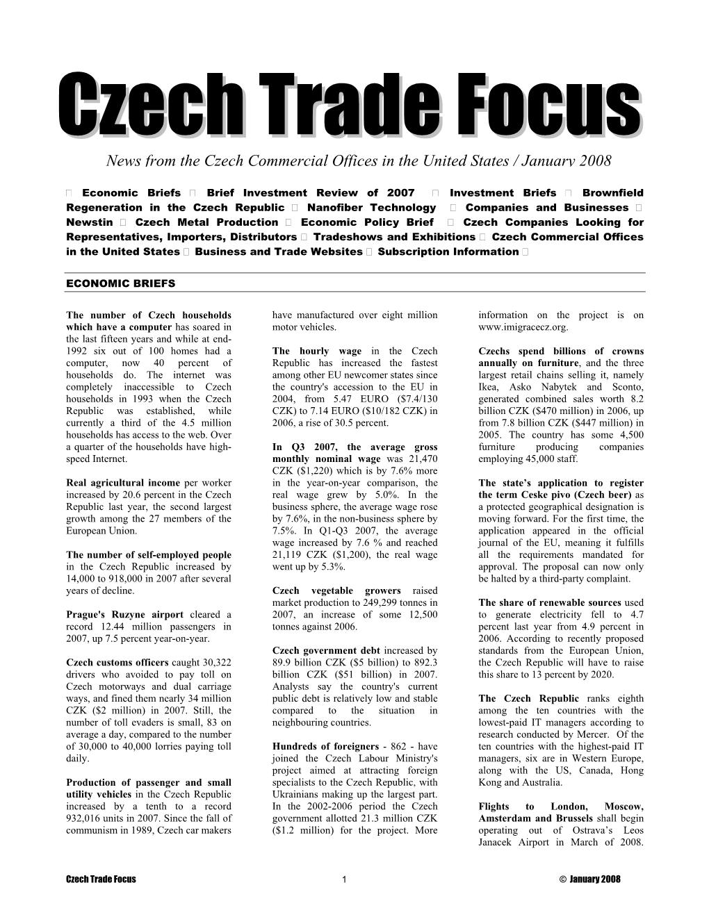 Czech Trade Focus 1 © January 2008