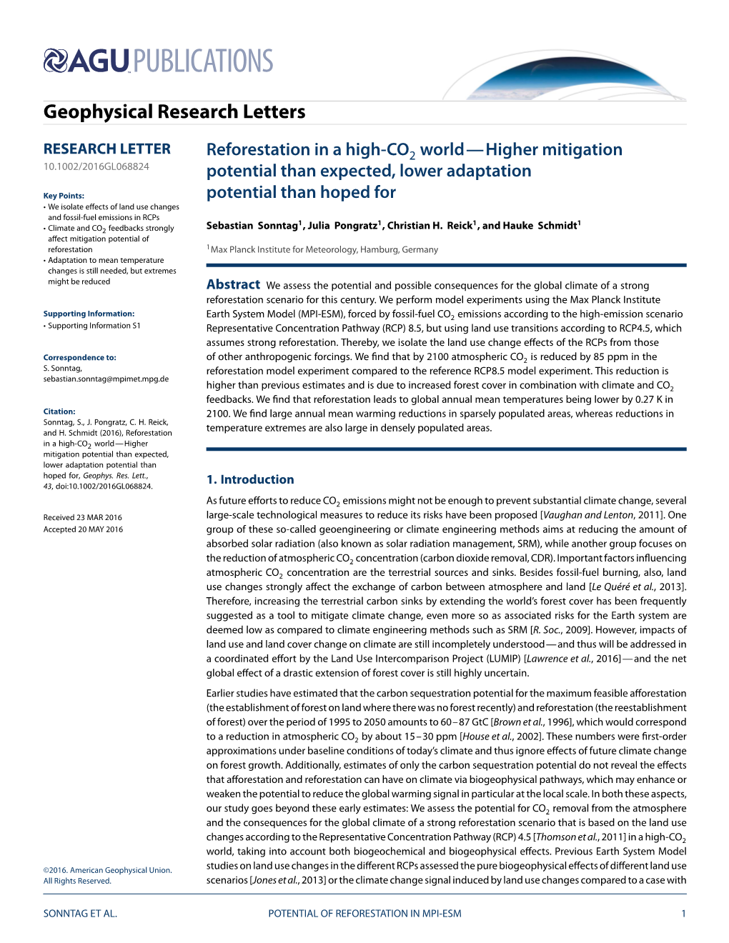 Reforestation in a High-CO2 World—Higher Mitigation Potential Than