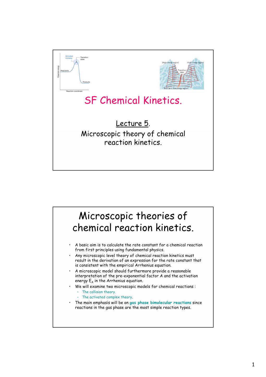 SF Chemical Kinetics. Microscopic Theories of Chemical Reaction Kinetics