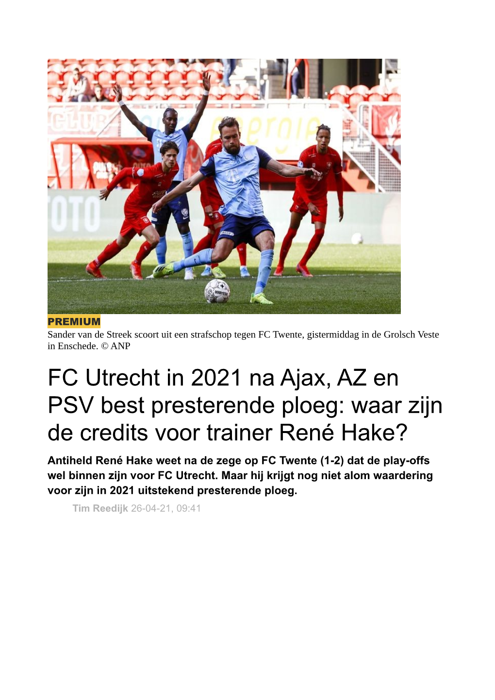 FC Utrecht in 2021 Na Ajax, AZ En PSV Best