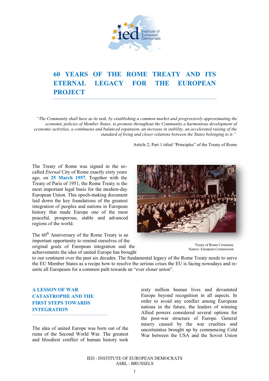 60Th Anniversary of the Treaty of Rome