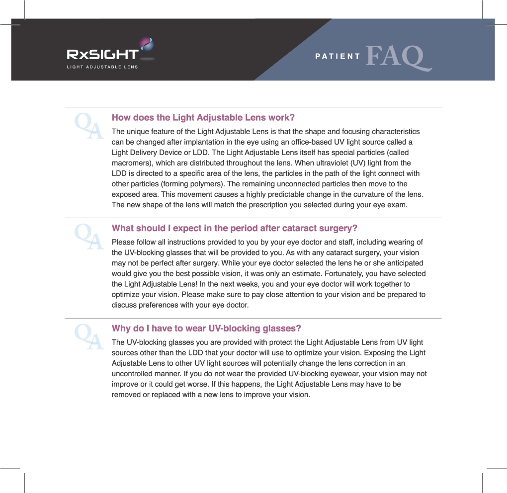 How Does the Light Adjustable Lens Work? What Should I Expect in The