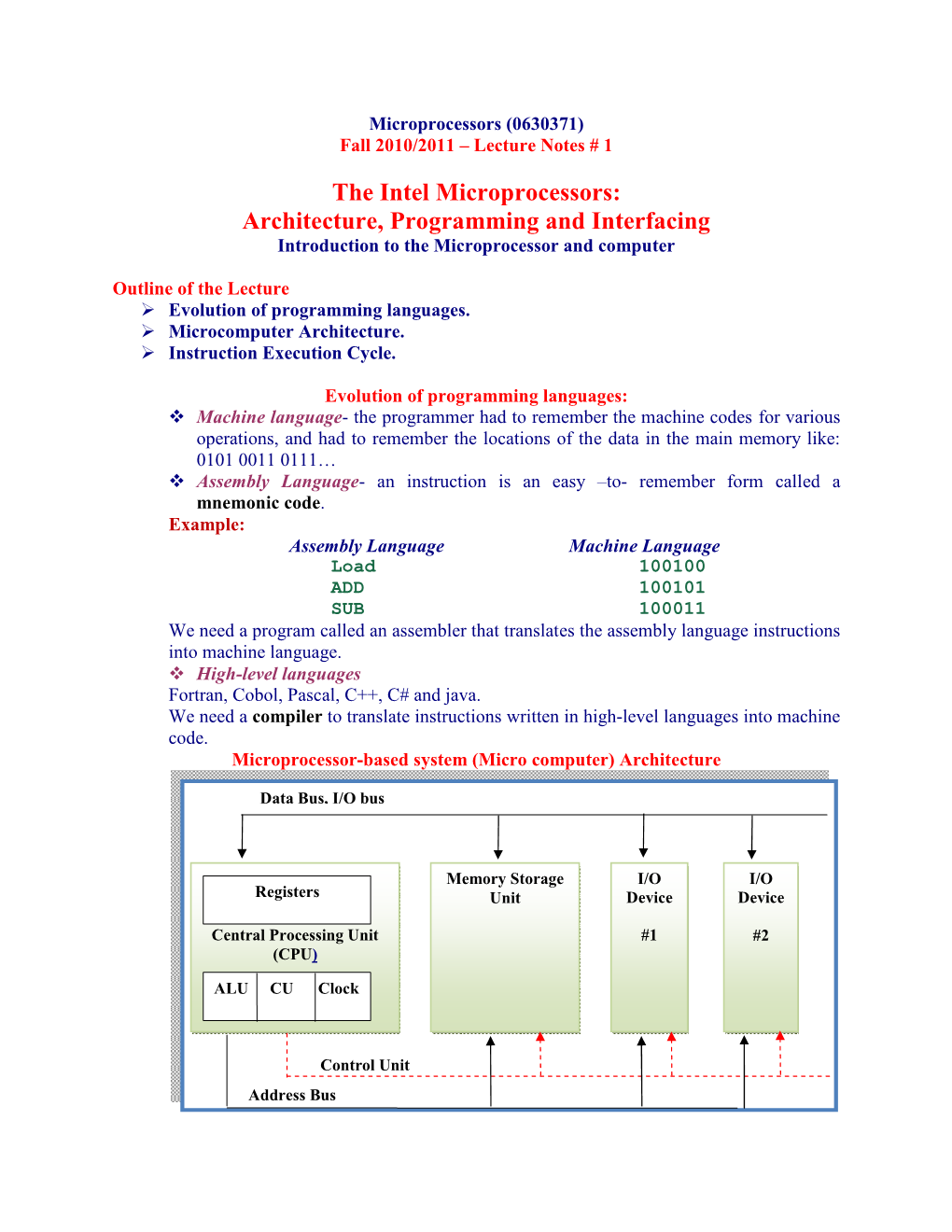 The Intel Microprocessors: Architecture, Programming and Interfacing Introduction to the Microprocessor and Computer