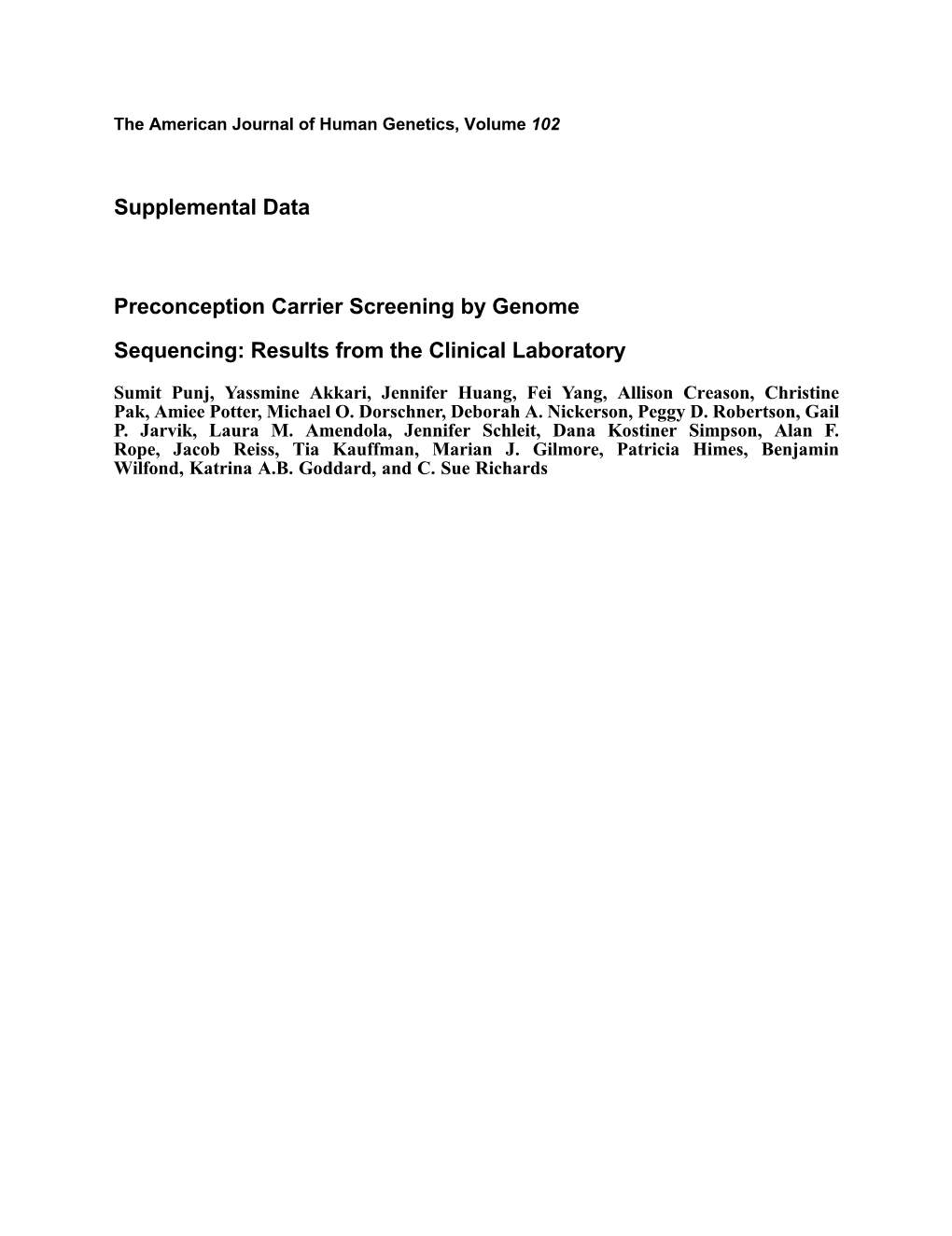 Preconception Carrier Screening by Genome Sequencing: Results from the Clinical Laboratory