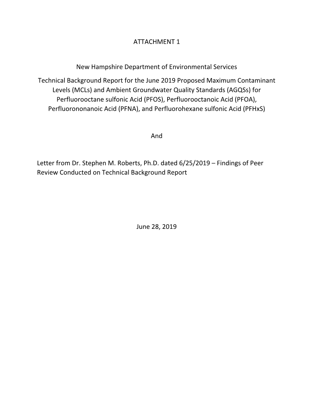 PFAS MCL Technical Support Document