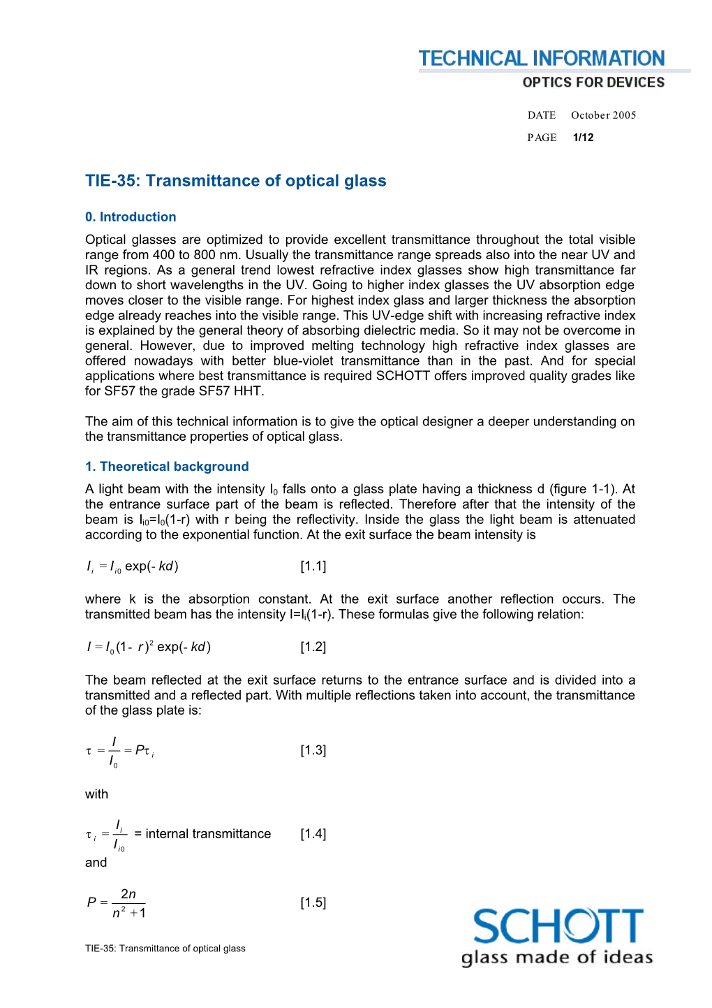 TIE-35: Transmittance of Optical Glass