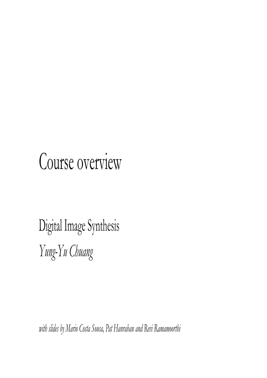 Course Overview