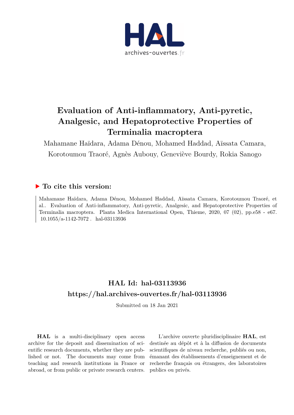 Evaluation of Anti-Inflammatory, Anti-Pyretic, Analgesic, And