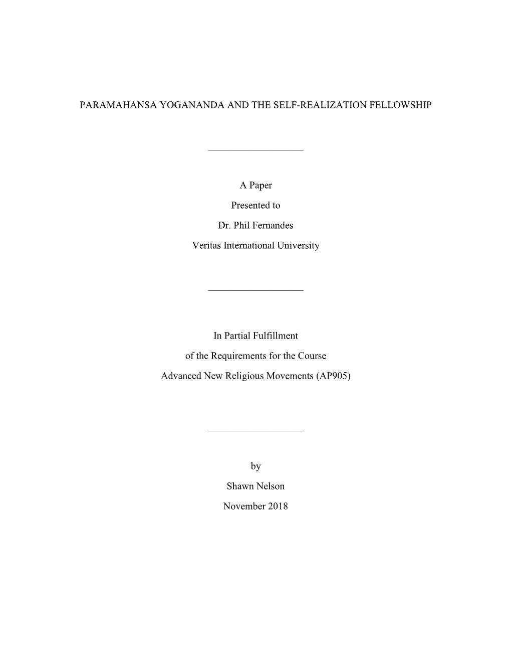 Paramahansa Yogananda and the Self-Realization Fellowship