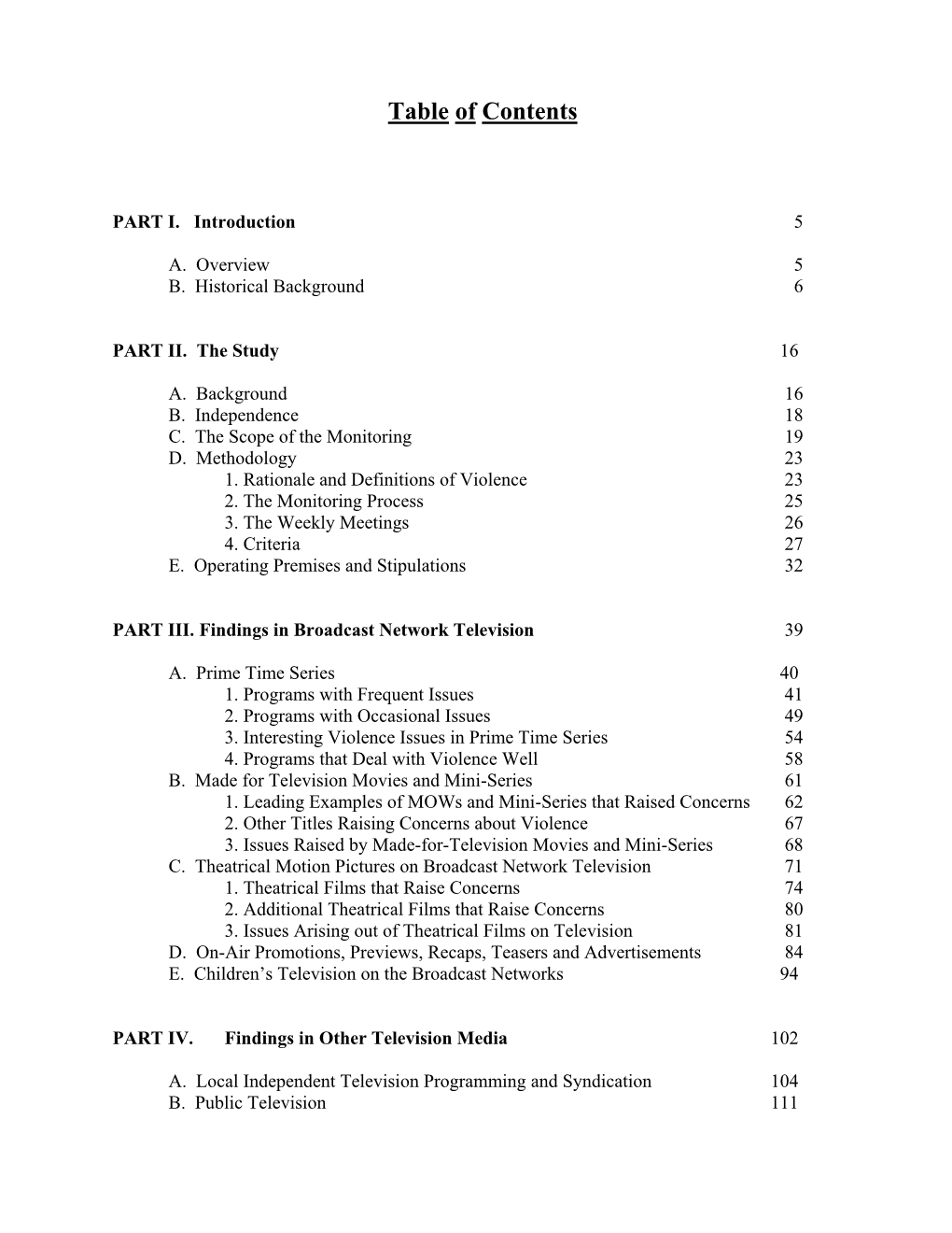 Table of Contents