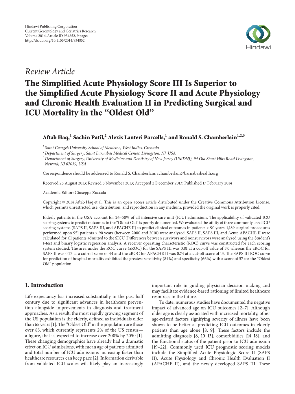 The Simplified Acute Physiology Score III Is Superior to The