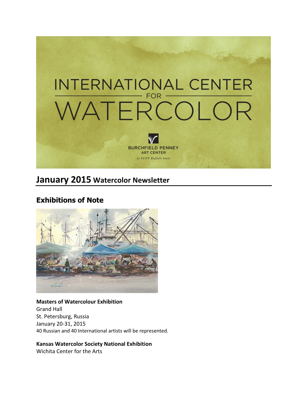 January 2015Watercolor Newsletter