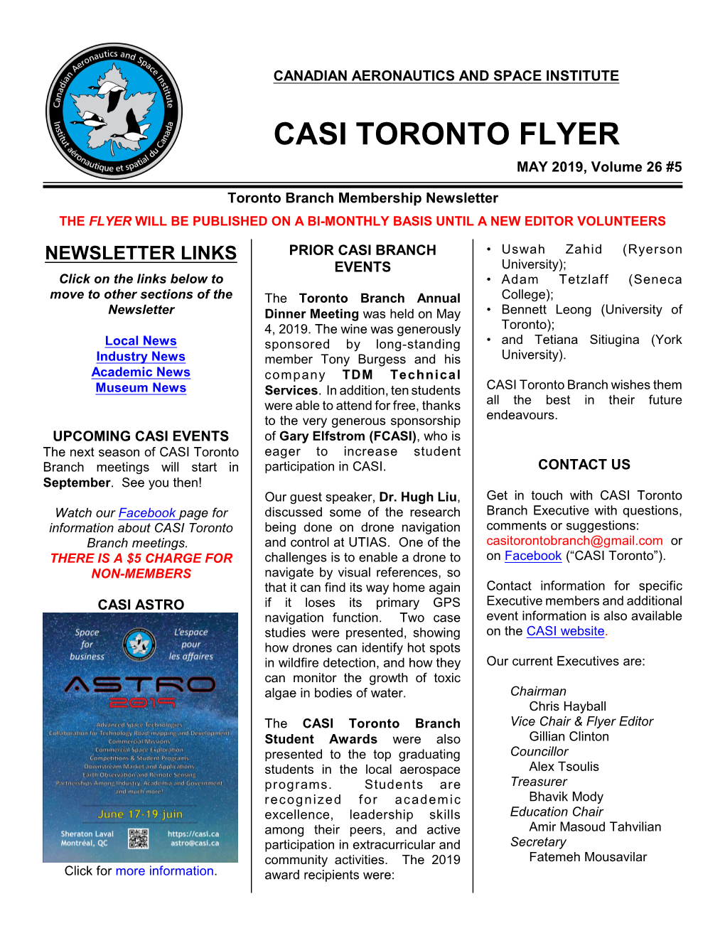 CASI TORONTO FLYER MAY 2019, Volume 26 #5