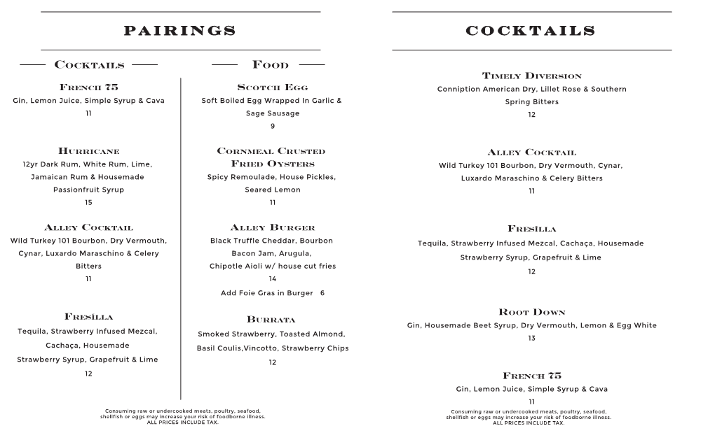 Pairings Cocktails