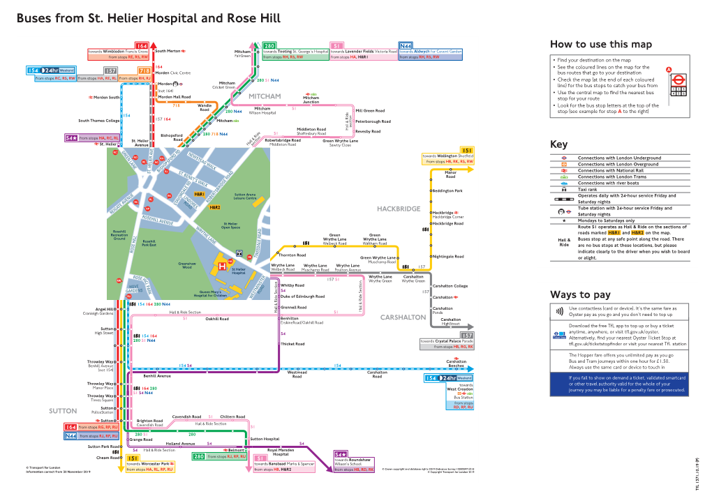 Buses from St Helier Hospital and Rose Hill