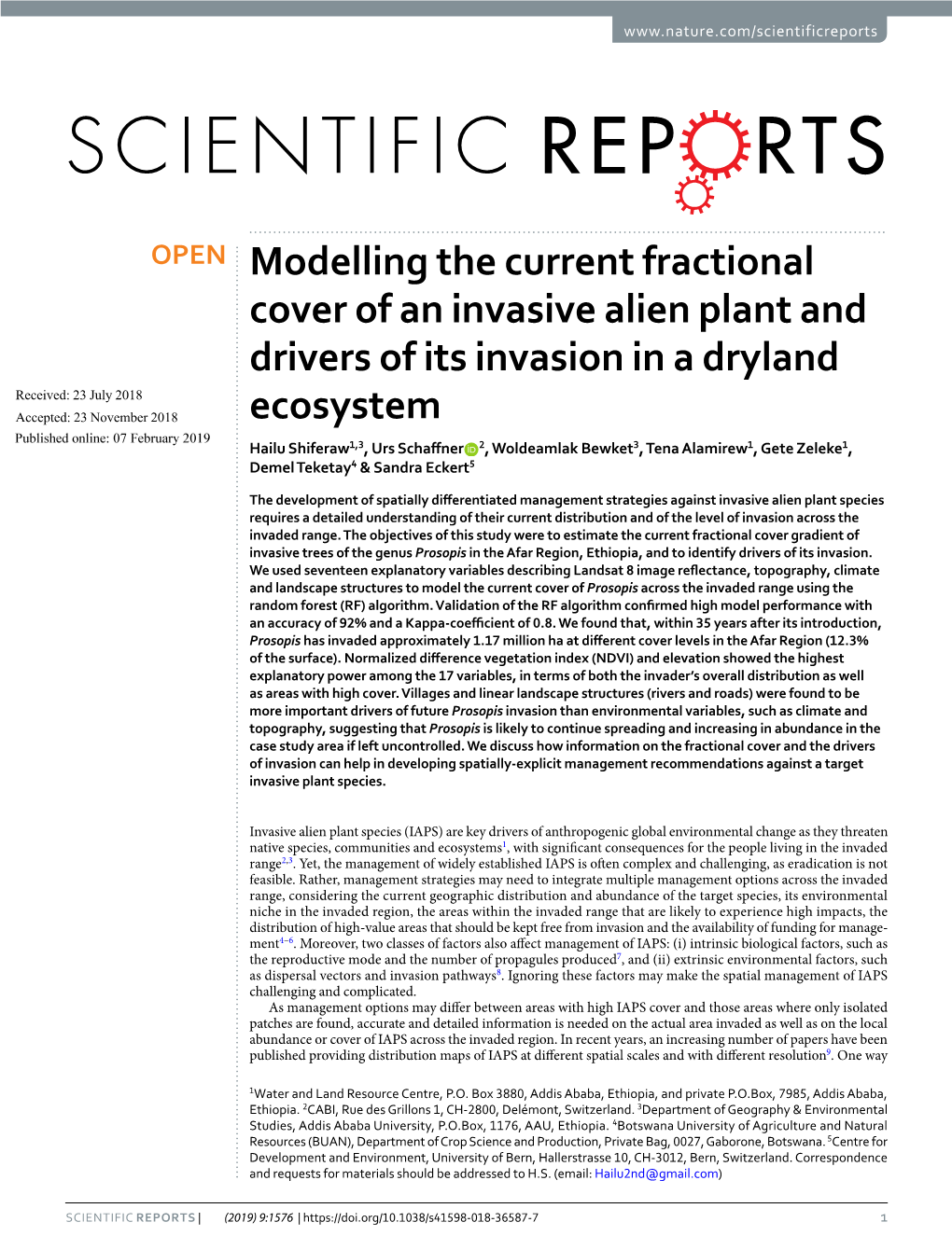 Modelling the Current Fractional Cover of an Invasive Alien Plant and Drivers of Its Invasion in a Dryland Ecosystem