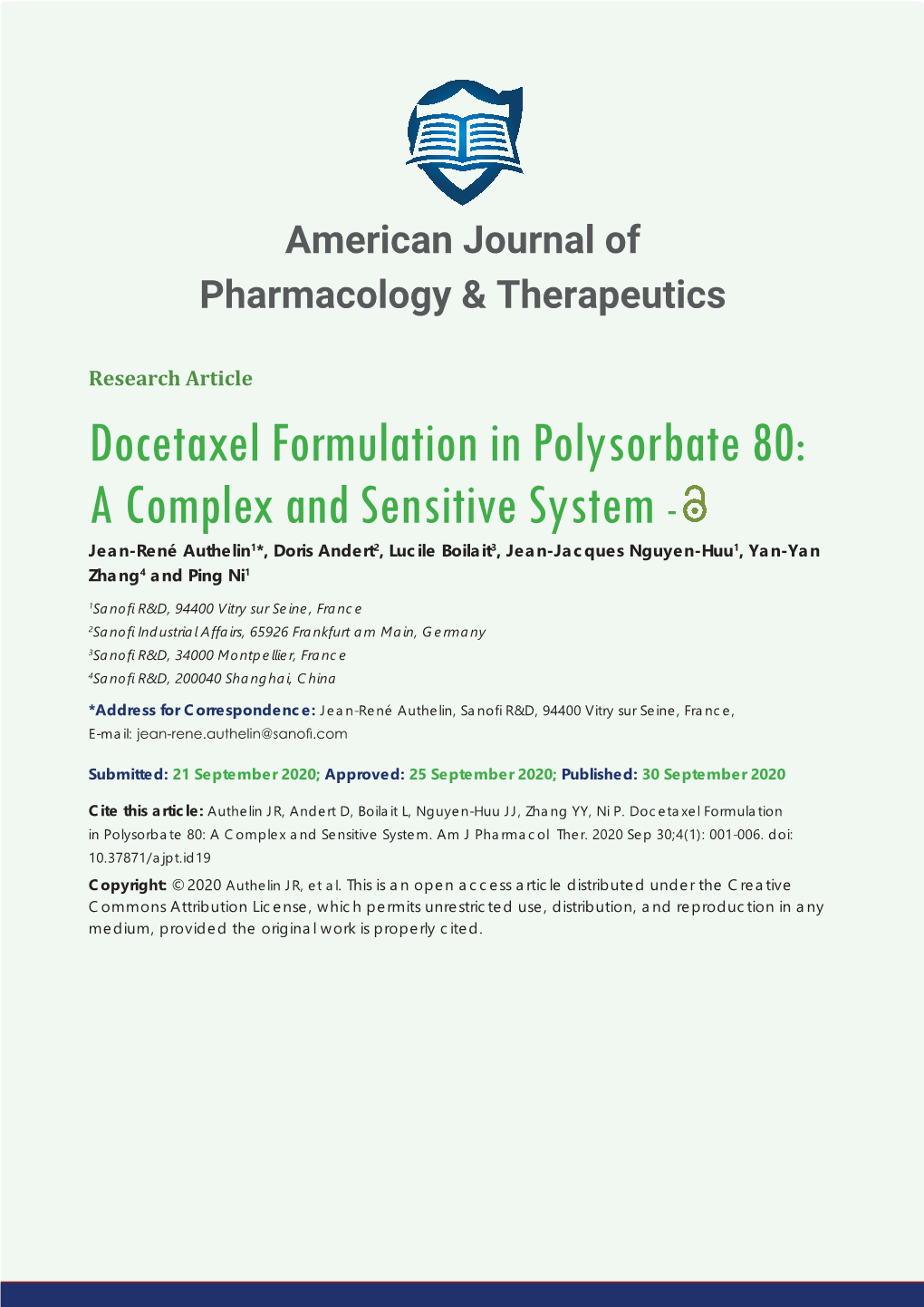 Docetaxel Formulation in Polysorbate 80