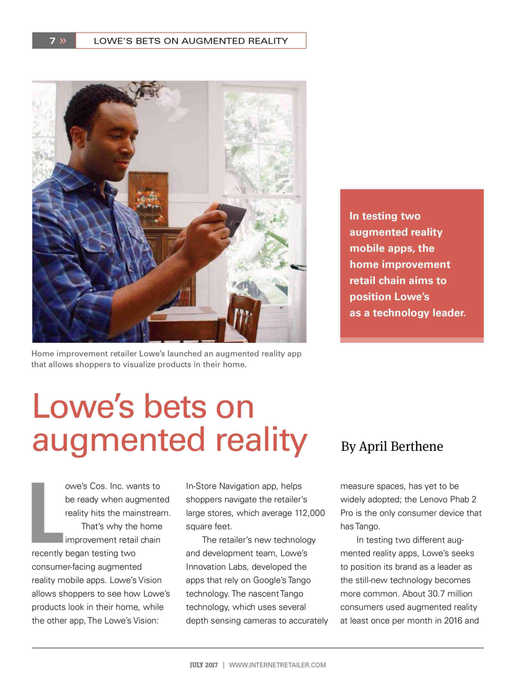 Lowe's Bets on Augmented Reality by April Berthene