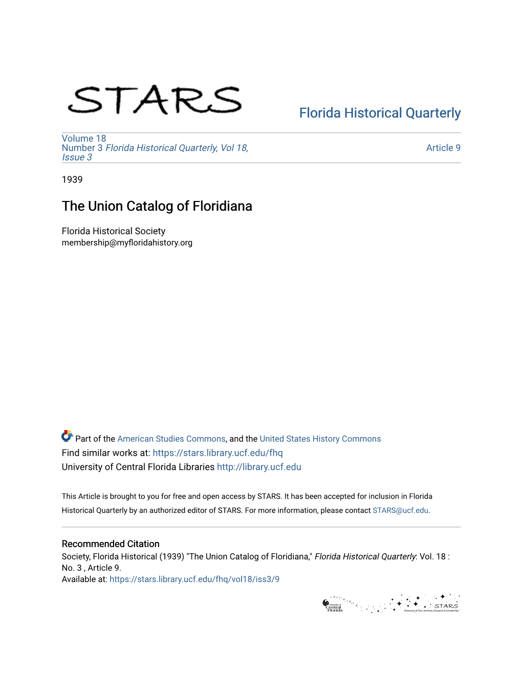 The Union Catalog of Floridiana