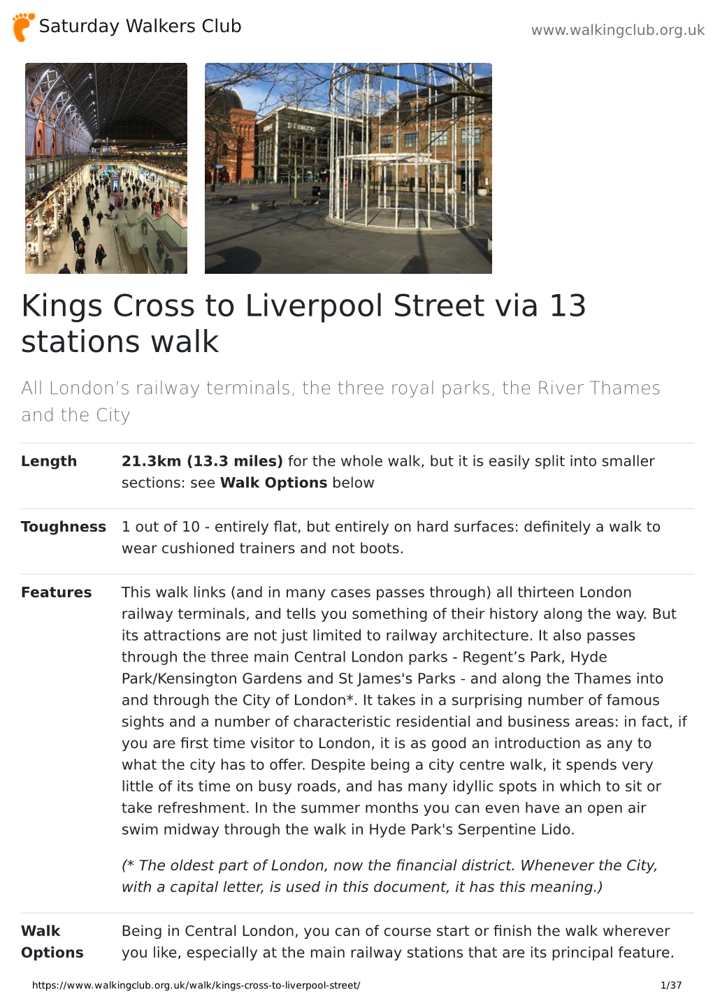 Kings Cross to Liverpool Street Via 13 Stations Walk