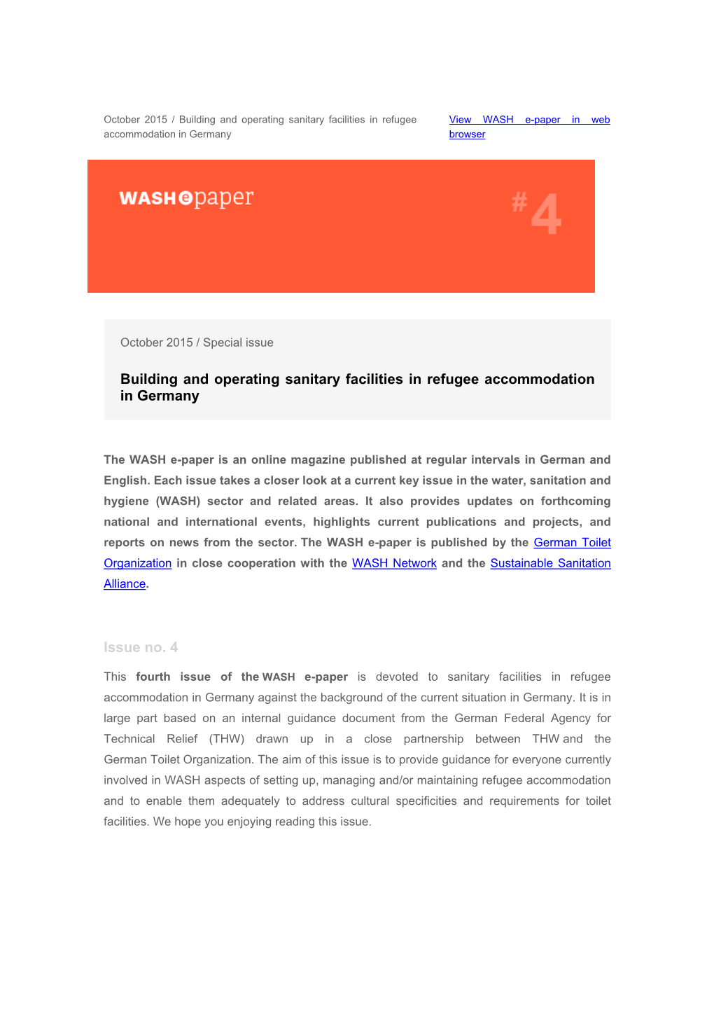 Building and Operating Sanitary Facilities in Refugee Accommodation in Germany