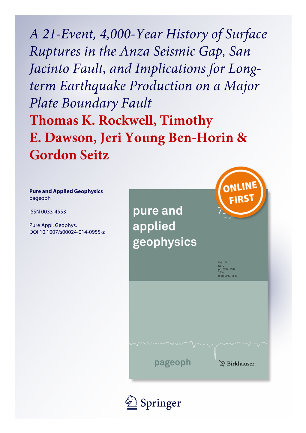 A 21-Event, 4,000-Year History of Surface Ruptures in the Anza