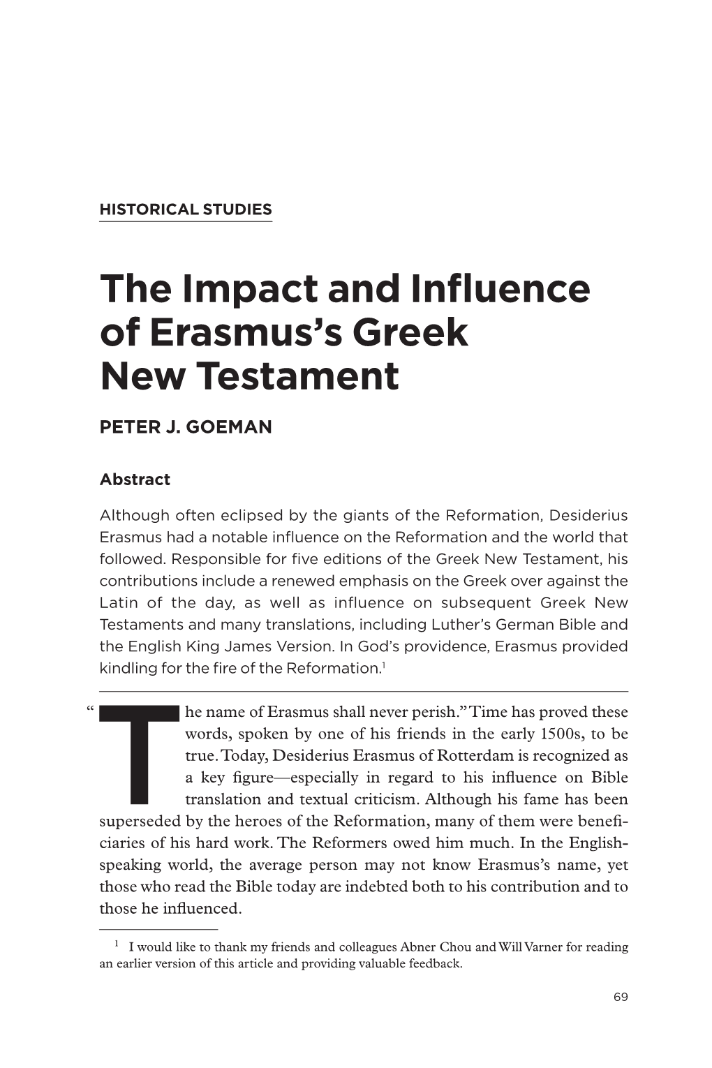 The Impact and Influence of Erasmus's Greek New Testament