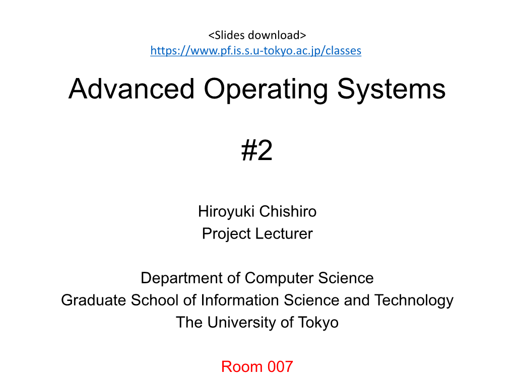 Advanced Operating Systems #1